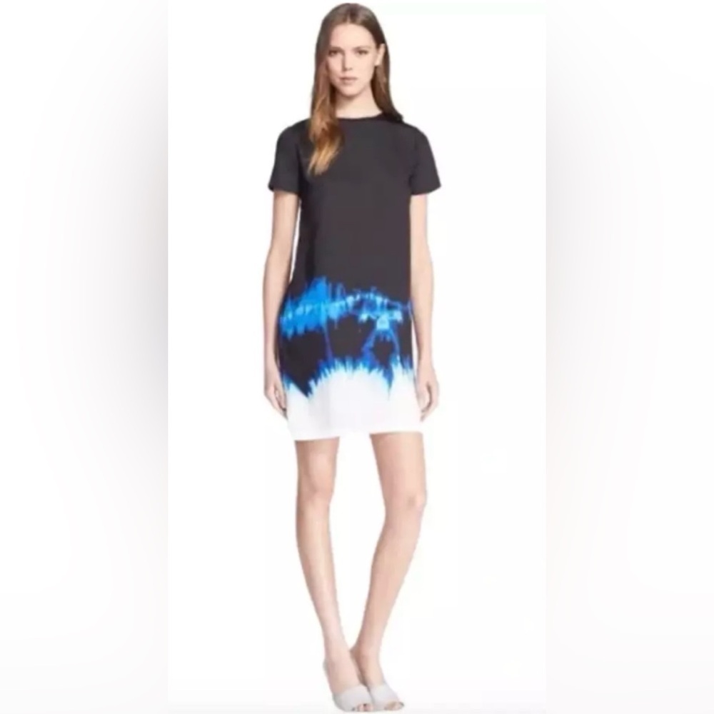 Vince Dress Womens Size 10 Black Blue Short Sleeve Career Officewear Workwear